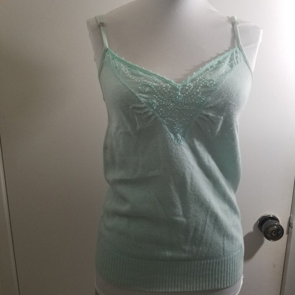 Bebe tang top in baby blue, beads on top, size M